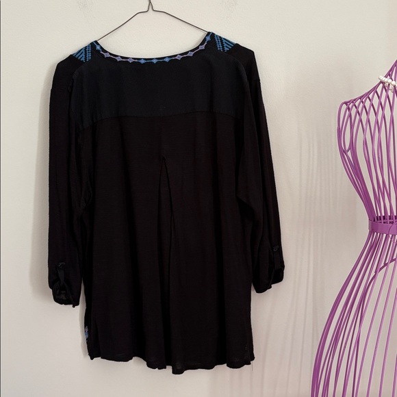 Lucky Brand Black and Blue Patterned Blouse - Picture 7 of 7